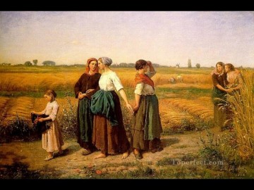  po Pintura - El campo de los Segadores Realista Jules Breton